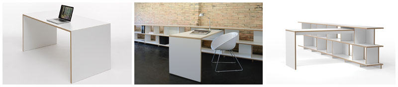 Der moderne Tisch Tojo „Anstell“.